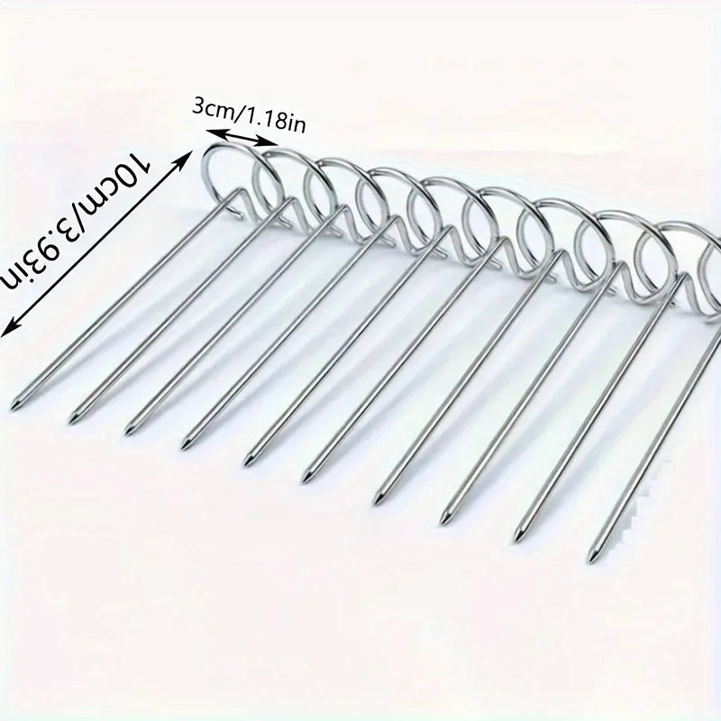 10-Piece 304 Stainless Steel Air Fryer Skewer Set – Universal Baking Needles for Vertical Grill