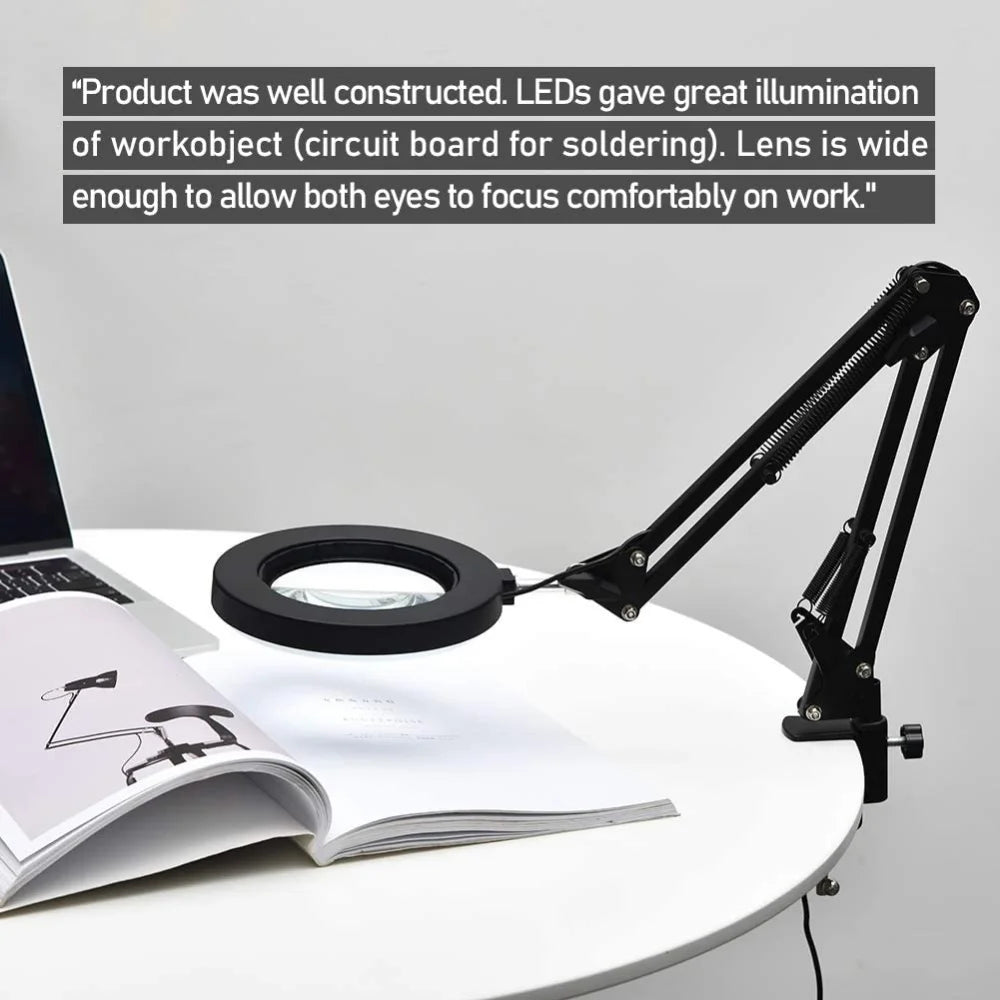 72LED Illuminated Magnifying Glass – 8X/10X USB Magnifier with 3-Color Light for Repair, Beauty & Reading