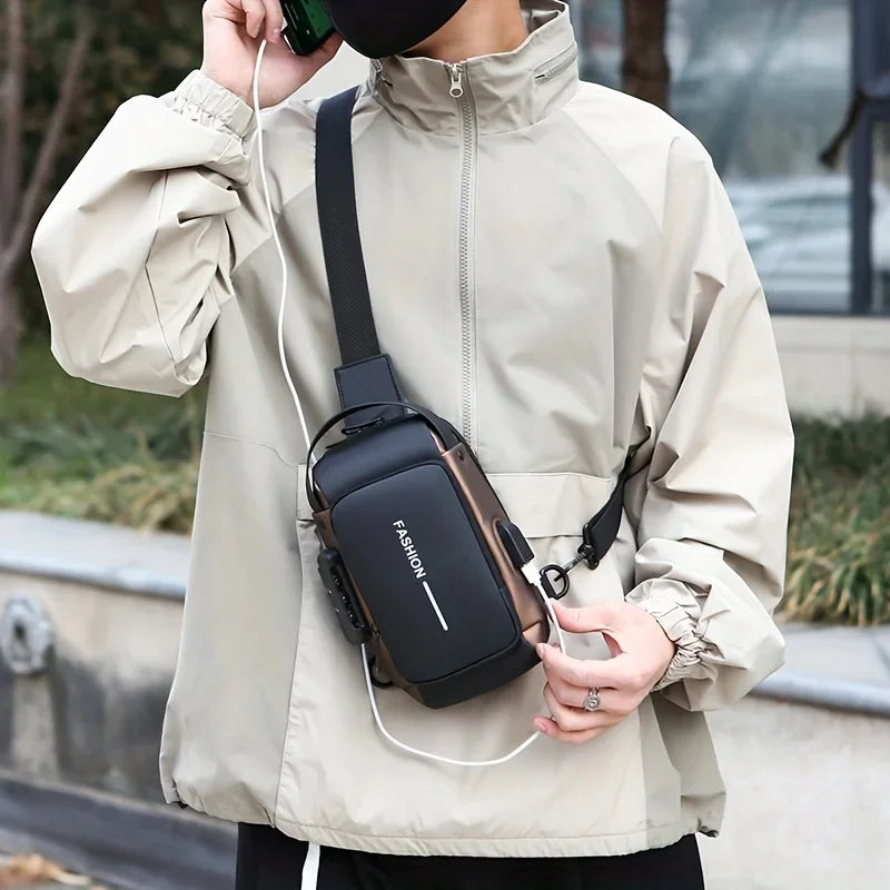 Men's Crossbody Sling Bag for Daily Use | Durable Oxford Chest Pack | Motorcycle & Commute Essential