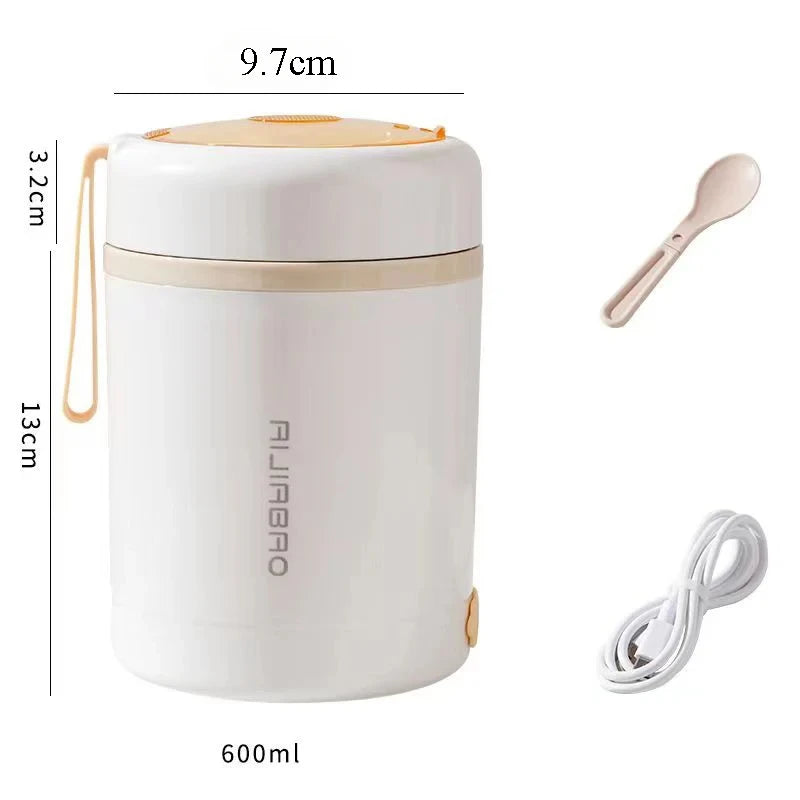 Portable 600ml USB Food Warmer | Stainless Steel Electric Lunch Box Heater for Picnic & Travel