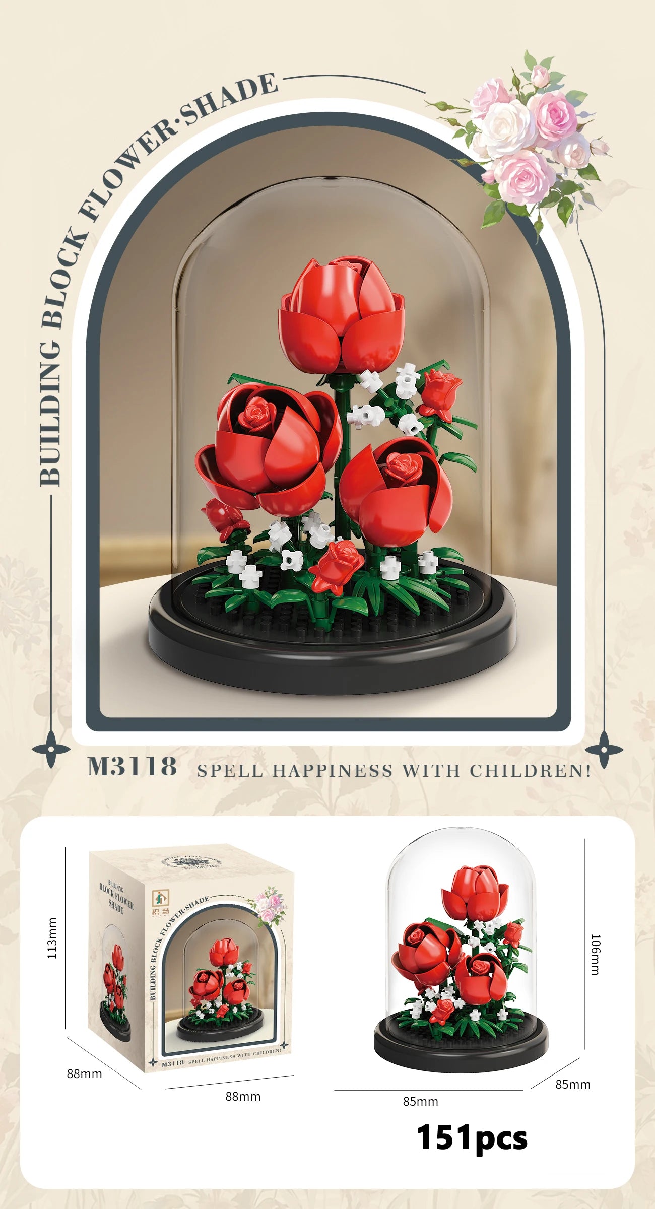 Eternal Flower Bouquet Micro - Building Blocks Set – DIY Bonsai Puzzle for Home Decor, Gift & Creative Play - Nordshop Hamburg