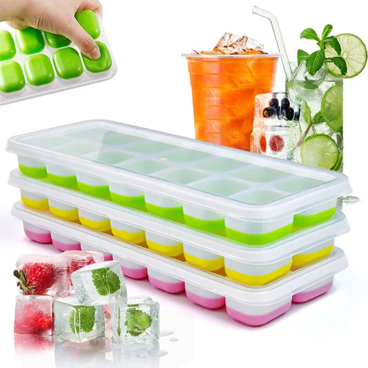 14-Cell Silicone Ice Cube Tray - Premium Square Ice Mold for Bars, Whiskey & Cocktails, Non-Toxic & Durable