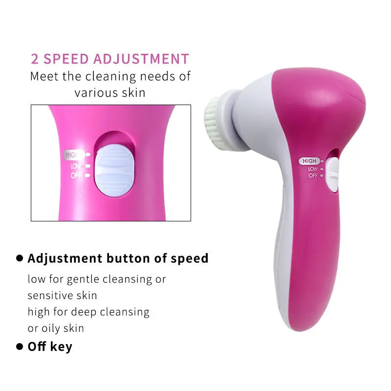 Pro Facial Cleansing System | 5-in-1 Electric Brush for Blackhead Removal & Skin Massage