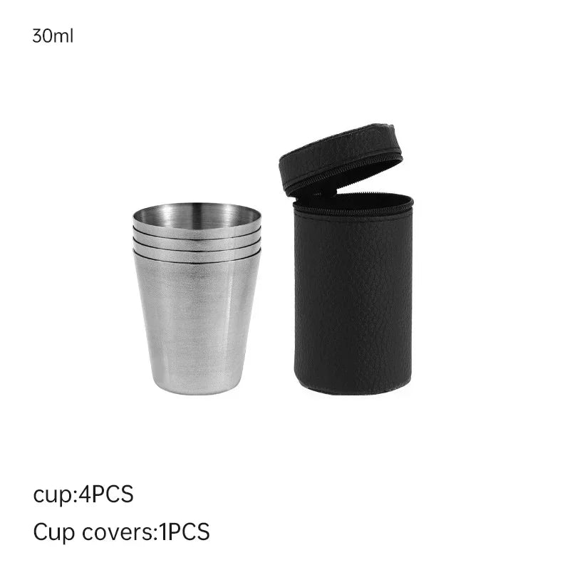 Pocket-Sized Pour: 30ml/70ml/170ml Stainless Steel Drinkware Set with Case – Perfect for Outdoor Adventures
