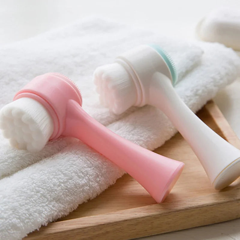 Double-Sided Silicone Face Brush – Soft Manual Exfoliator & Massage Cleanser for Glowing Skin