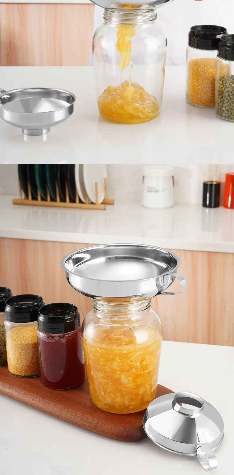 Wide Mouth Stainless Steel Funnel – Multipurpose Canning Funnel for Jars, Liquids & Spices