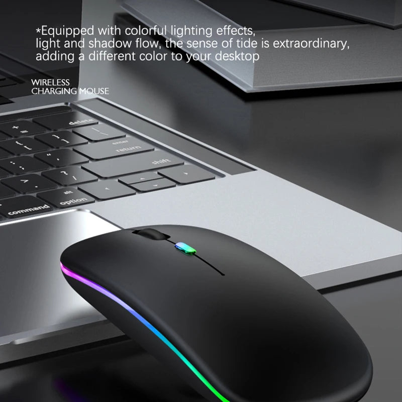 Rechargeable RGB Wireless Mouse – 1600DPI Gaming & Work Mouse with Bluetooth & 2.4GHz for PC, Laptop & MacBook