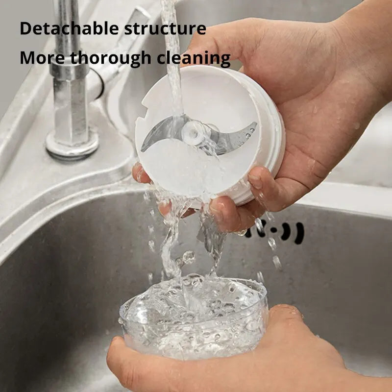 The Magic Pull: White Handheld Garlic Grinder – Minces & Grinds in One Simple Pull!