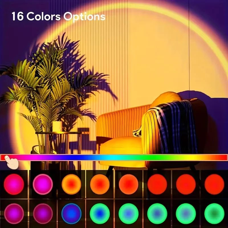 Sunset in Your Space: 16 - Color USB Projection Light with Remote – Dynamic Mood Lighting for Home & Decor - Nordshop Hamburg