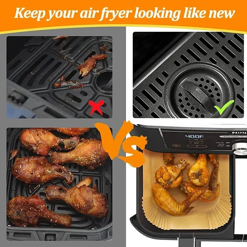 Disposable Non-Stick Air Fryer Paper Liners – Oil-Proof Microwave & BBQ Mats for Easy Baking & Cleanup