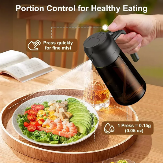 Two Ways to Drizzle: 16oz Glass Oil Dispenser & Sprayer for Precision Cooking & Healthy Dressing