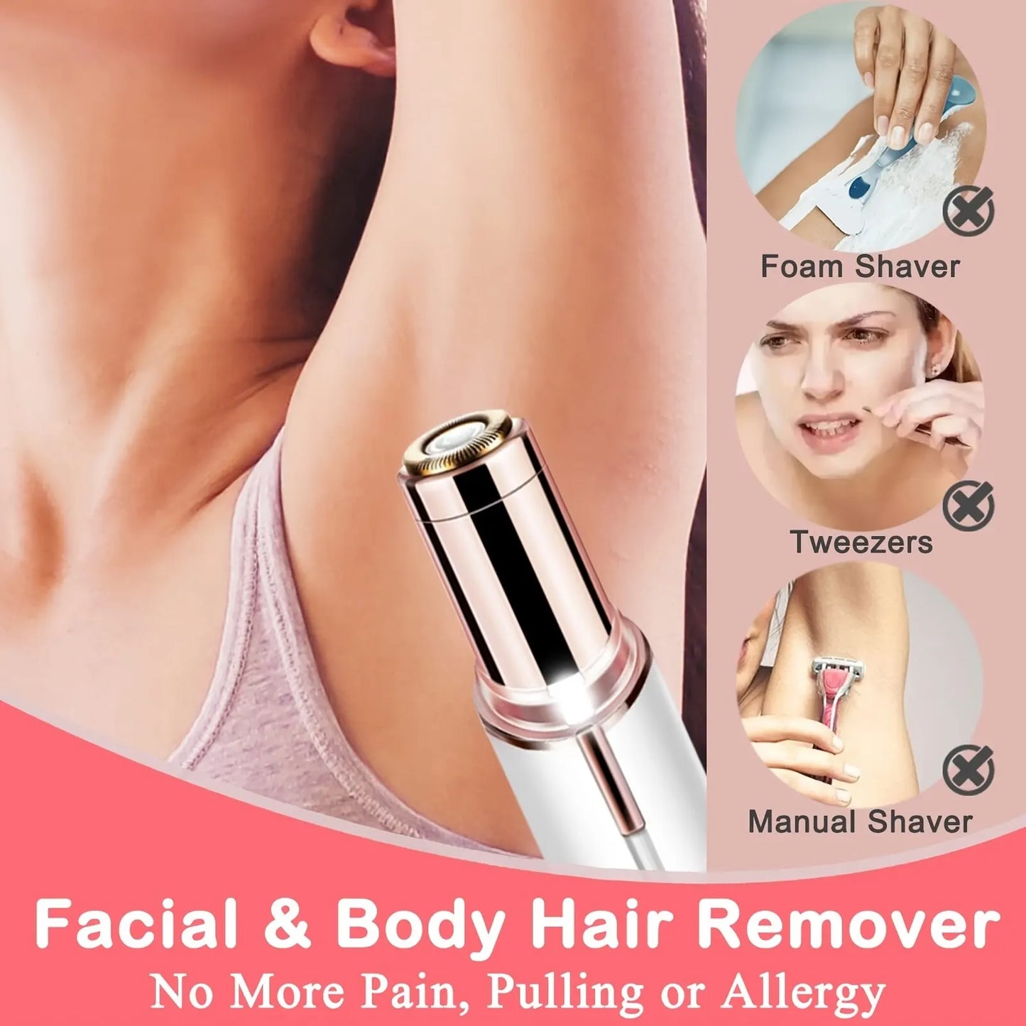 Painless Lipstick Hair Remover – Portable & Discreet Facial Shaver for Smooth Skin