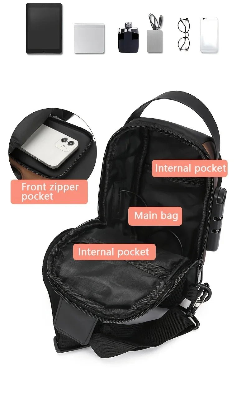 Men's Crossbody Sling Bag for Daily Use | Durable Oxford Chest Pack | Motorcycle & Commute Essential - Nordshop Hamburg