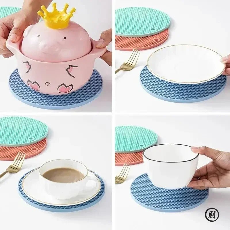 Multi - Purpose Silicone Hot Pad – Round Coaster & Trivet for Drinks & Pots - Nordshop Hamburg