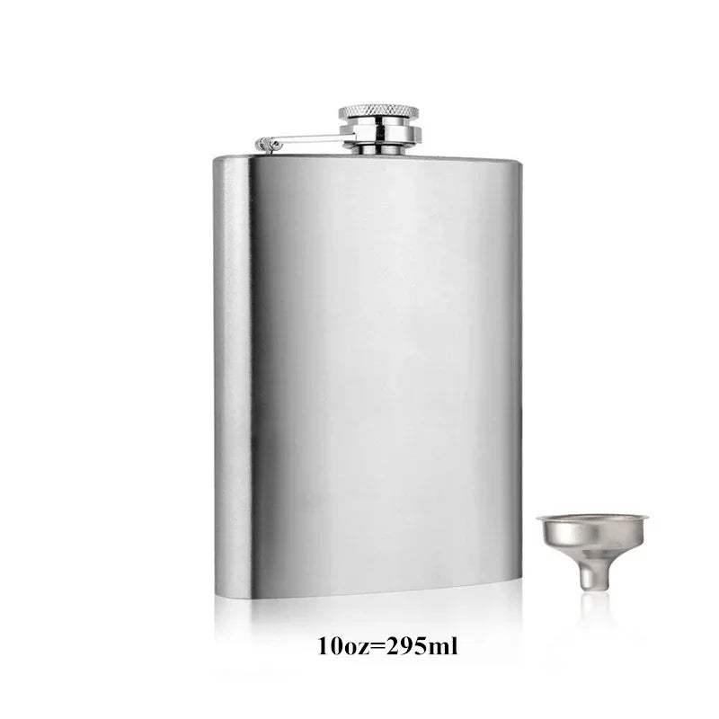 LMETJMA Stainless Steel Hip Flask Set - 4/7/10 oz with Funnel & Screw Cap for Whiskey