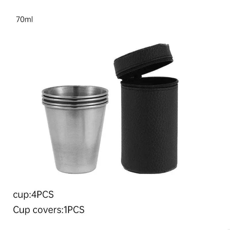 Pocket-Sized Pour: 30ml/70ml/170ml Stainless Steel Drinkware Set with Case – Perfect for Outdoor Adventures