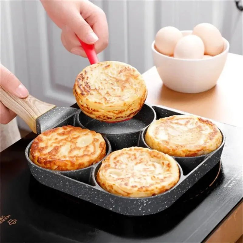 4 Hole Thickened Nonstick Egg Omelette Grilled Steak Cooking Pan Hamburger Bread Breakfast Maker Induction Cookware Omelet Pan - Nordshop Hamburg