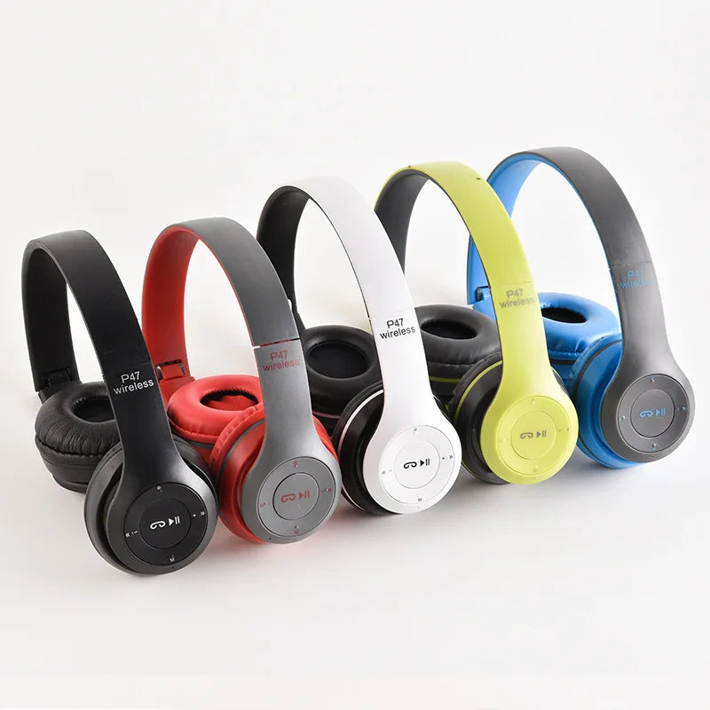 P47 Bluetooth 5.0 Foldable Headphones – Wireless HIFI Stereo Bass Earphone with Mic & USB Adapter