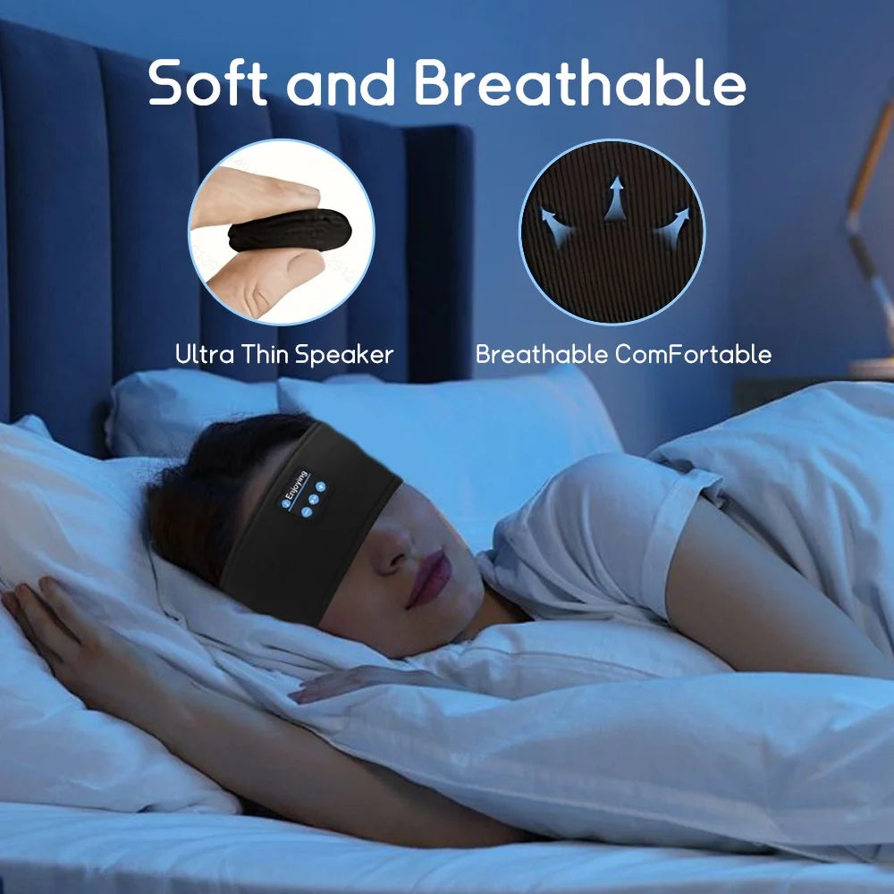Wireless Bluetooth Sleep Headphones | Sports Headband with Built-In Earphones & Eye Mask