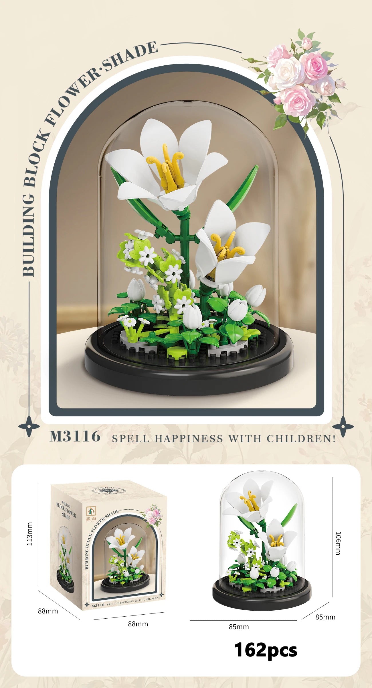 Eternal Flower Bouquet Micro - Building Blocks Set – DIY Bonsai Puzzle for Home Decor, Gift & Creative Play - Nordshop Hamburg