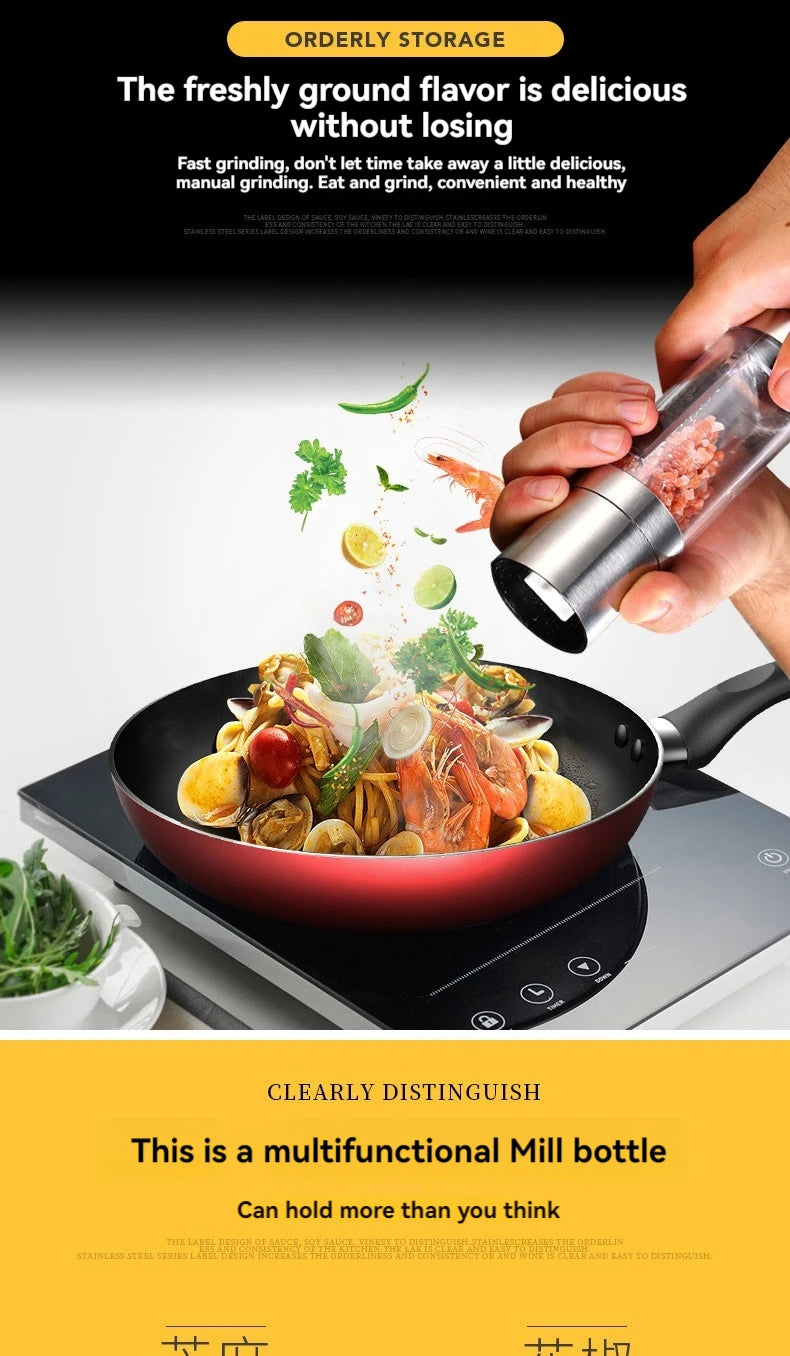 2-in-1 Adjustable Stainless Steel Salt & Pepper Grinder – Ceramic Mill Kitchen Tool
