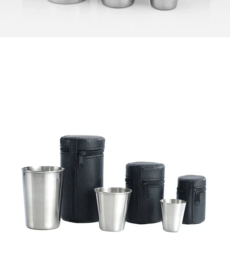 Pocket-Sized Pour: 30ml/70ml/170ml Stainless Steel Drinkware Set with Case – Perfect for Outdoor Adventures