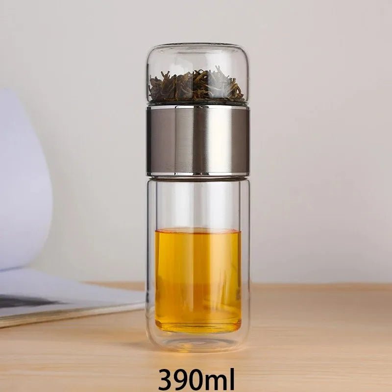 420ML Double - Wall Glass Tea Cup with Infuser - Easy Clean Travel Mug for Office & Outdoor - Nordshop Hamburg