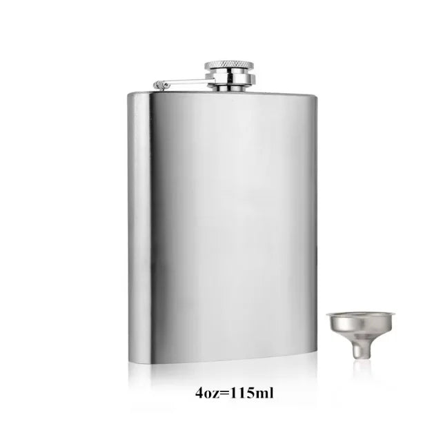 LMETJMA Stainless Steel Hip Flask Set - 4/7/10 oz with Funnel & Screw Cap for Whiskey