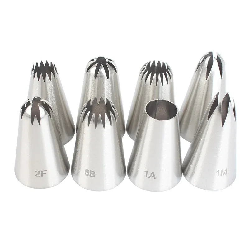8-Piece Stainless Steel Piping Nozzle Set – Icing Tips for Cake Decorating & Cream