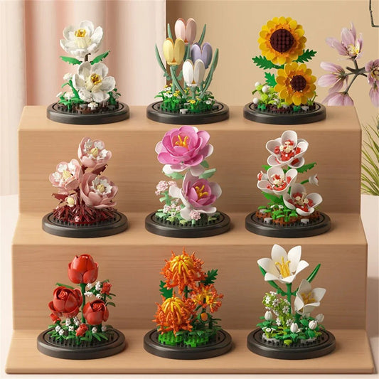 Eternal Flower Bouquet Micro-Building Blocks Set – DIY Bonsai Puzzle for Home Decor, Gift & Creative Play