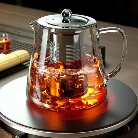 The Artisan's View: Clear Borosilicate Glass Teapot with Removable Stainless Steel Infuser