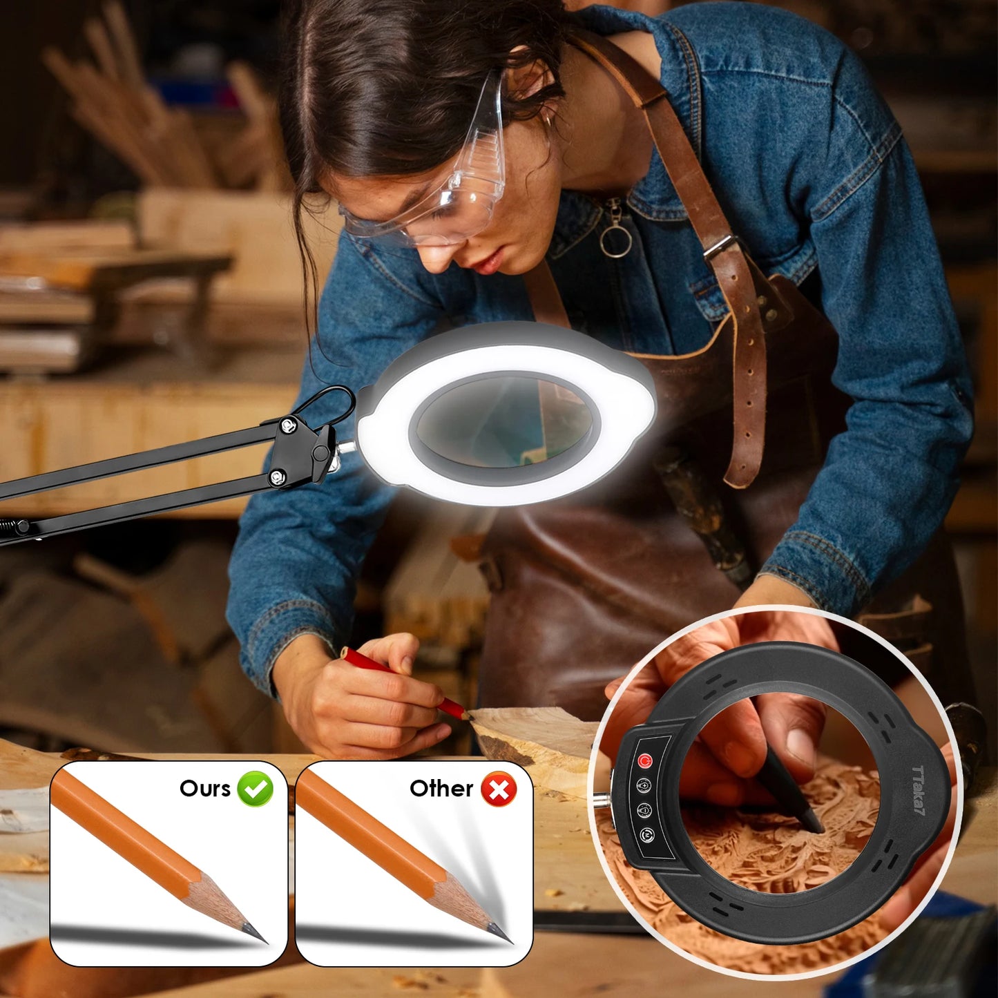 72LED Illuminated Magnifying Glass – 8X/10X USB Magnifier with 3-Color Light for Repair, Beauty & Reading