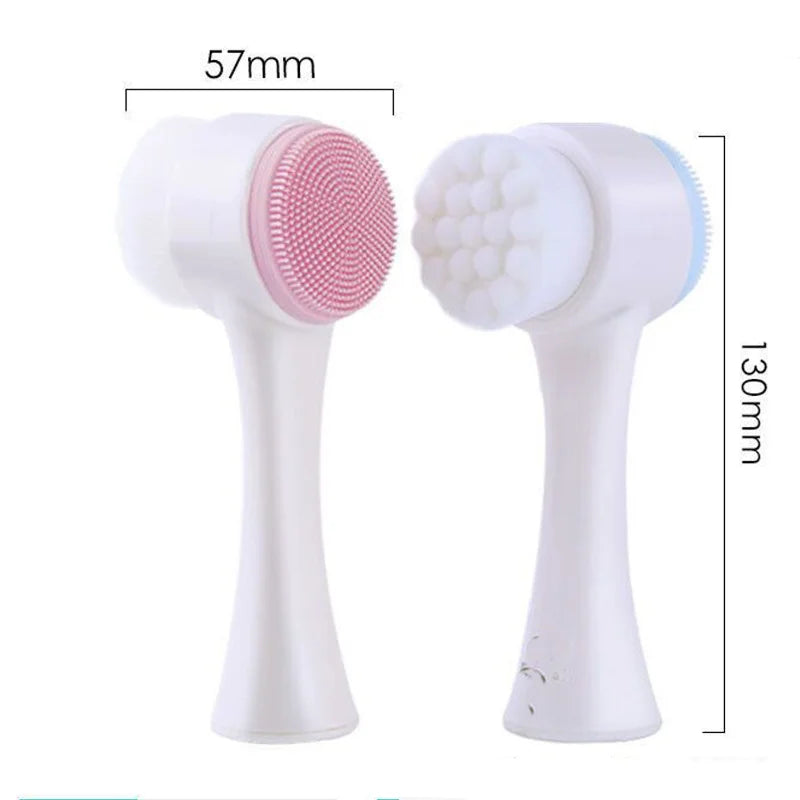 Double-Sided Silicone Face Brush – Soft Manual Exfoliator & Massage Cleanser for Glowing Skin