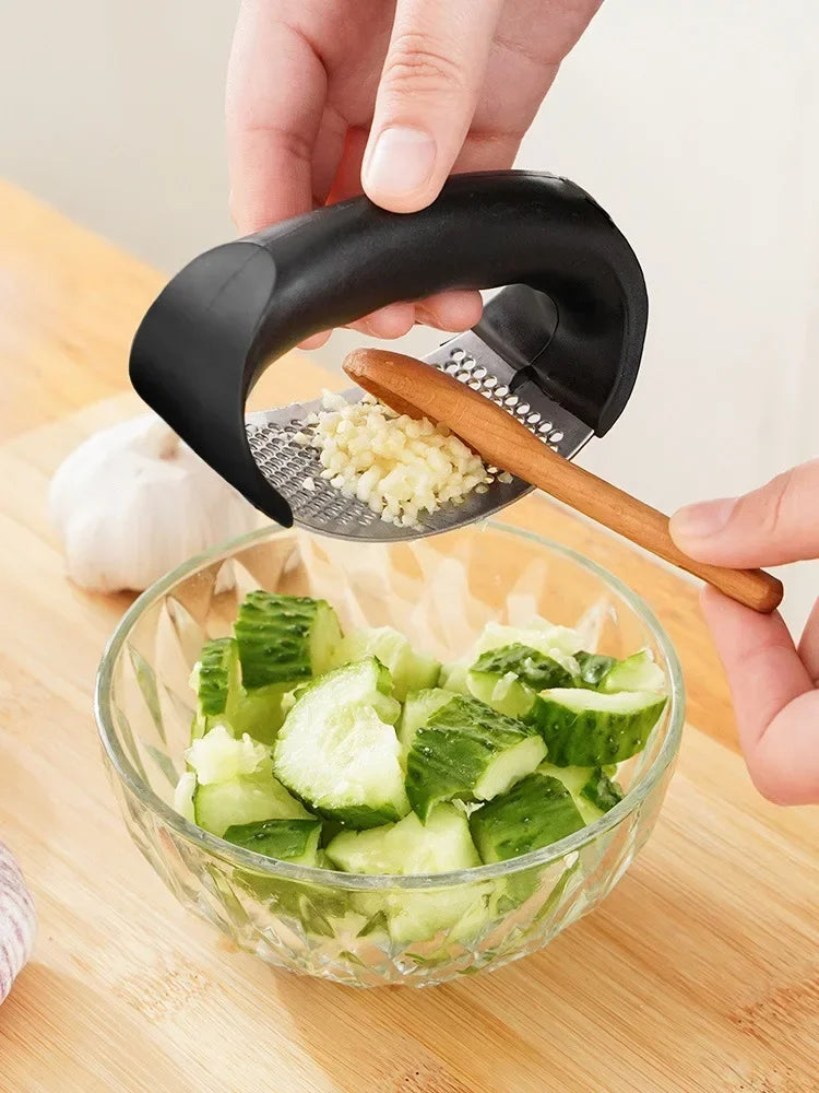 Stainless Steel Garlic Press - Easy Clean Manual Garlic Crusher & Mincer