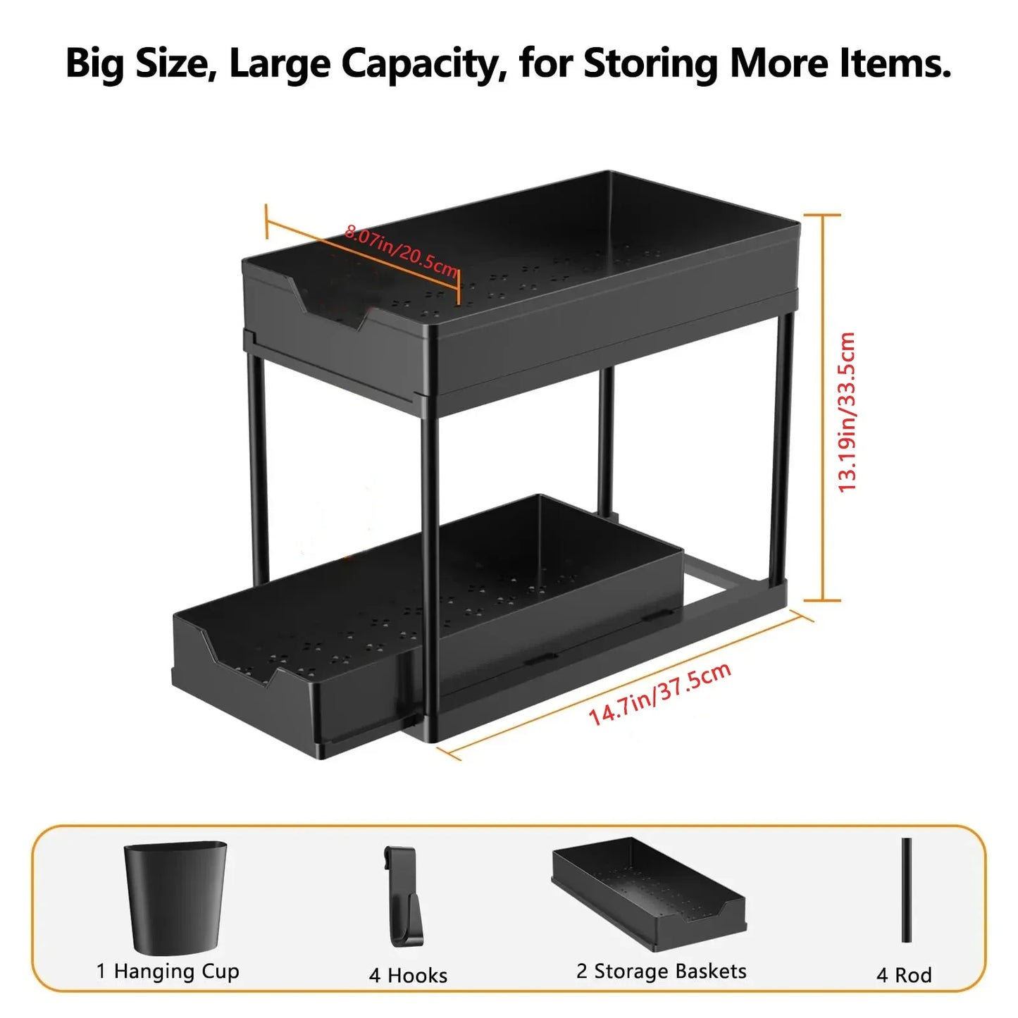 2 - Tier Sliding Under Sink Organizer – Your Cabinet's Best Friend! - Nordshop Hamburg