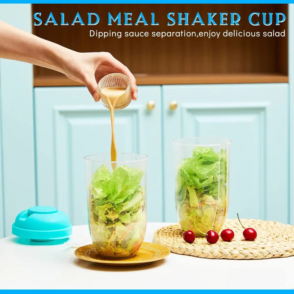 The Ultimate Toss & Go: 3-in-1 Salad Shaker Cup with Lid & Fork – Your On-the-Go Meal Prep Solution