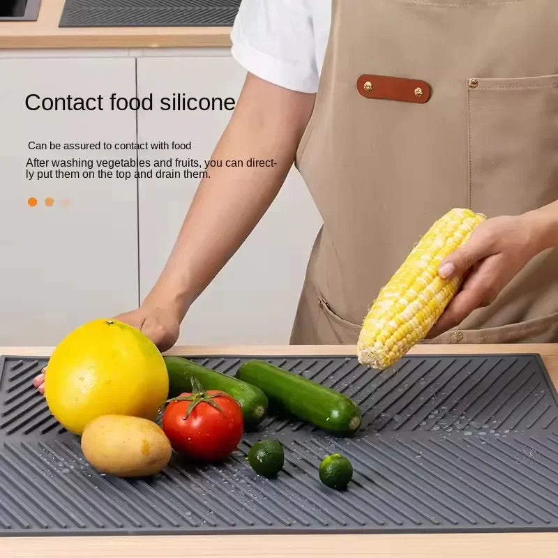 Multifunctional Silicone Kitchen Mat – Dish Drying Pad, Pot Holder, Heat-Resistant Coaster.