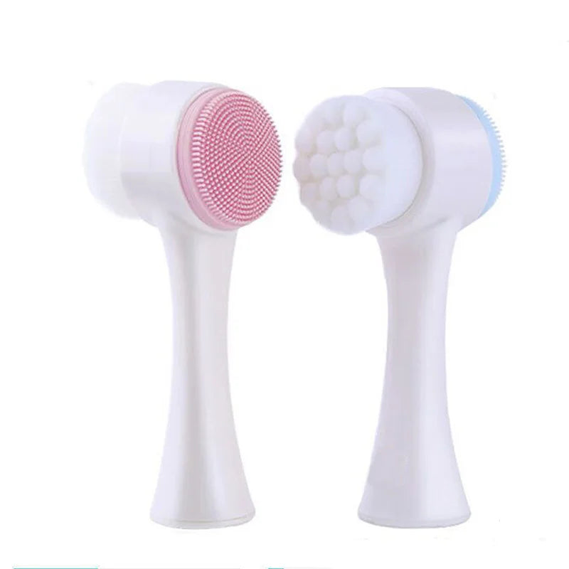 Double-Sided Silicone Face Brush – Soft Manual Exfoliator & Massage Cleanser for Glowing Skin