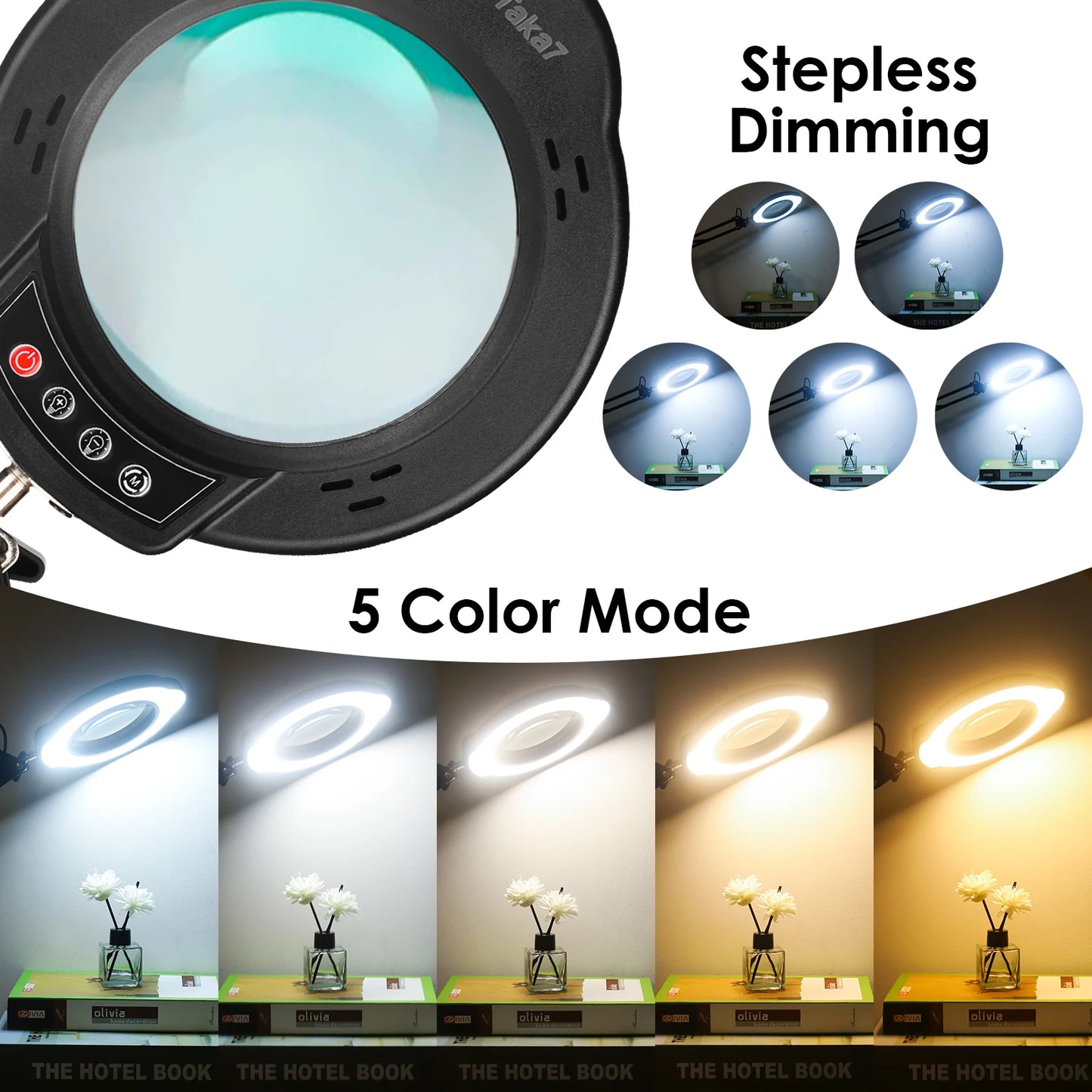 72LED Illuminated Magnifying Glass – 8X/10X USB Magnifier with 3-Color Light for Repair, Beauty & Reading