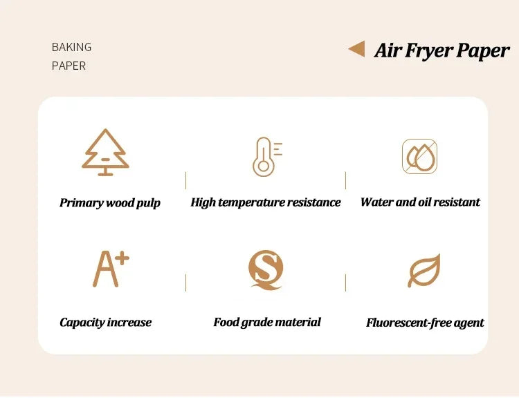 Disposable Non-Stick Air Fryer Paper Liners – Oil-Proof Microwave & BBQ Mats for Easy Baking & Cleanup