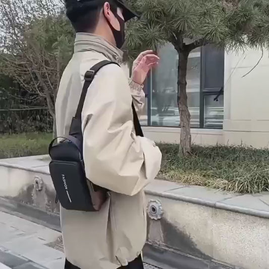 Men's Crossbody Sling Bag for Daily Use | Durable Oxford Chest Pack | Motorcycle & Commute Essential